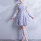 Gray Lace Short Prom Dress, Gray Lace Homecoming Dress       S2962