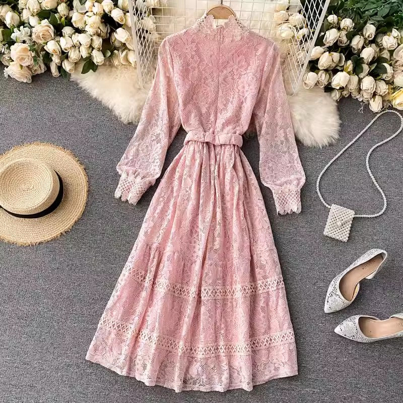 Gentle style dress for women new design lace mid-length skirt     S4652