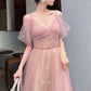 Straps A-line Blush Pink Tulle Long Party Dress        S3269