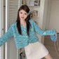 Knitted Cardigan Women's New Style French Retro V-Neck Sweater       S3402