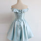 Simple A-Line Satin Short Prom Dress, Satin Homecoming Dress      S3560