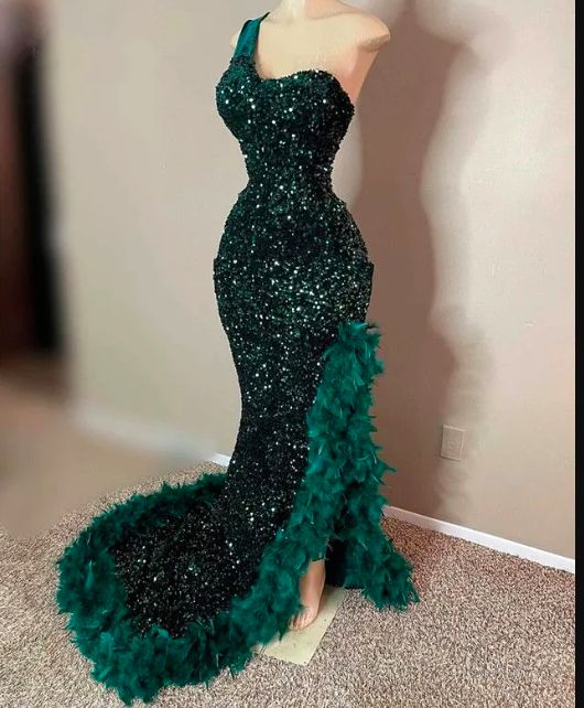 Sexy African Emerald Green Prom Dresses        S3022