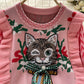 sweater women's new style ruffled kitten short sweater top        S4526