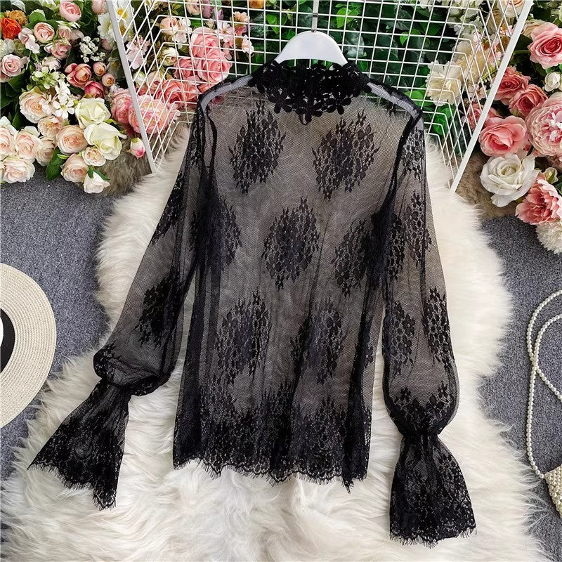 lace embroidered top, velvet tube top ,two-piece set for women       S4026