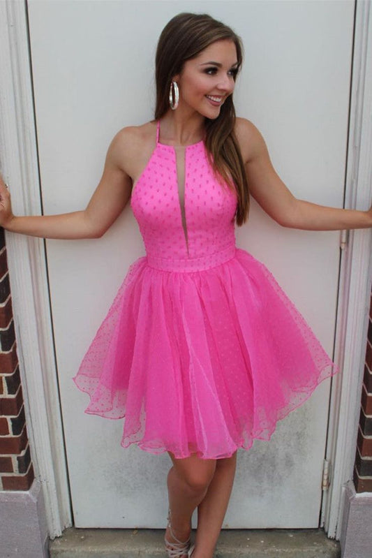 Cute Short Hot Halter Homecoming Dress    S3096