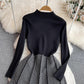 mid-length a-line knitted dress   S3903