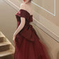 Elegant Off Shoulder Mermaid Burgundy Long Prom Dress, Mermaid Burgundy Formal Dress, Burgundy Evening Dress      S3193