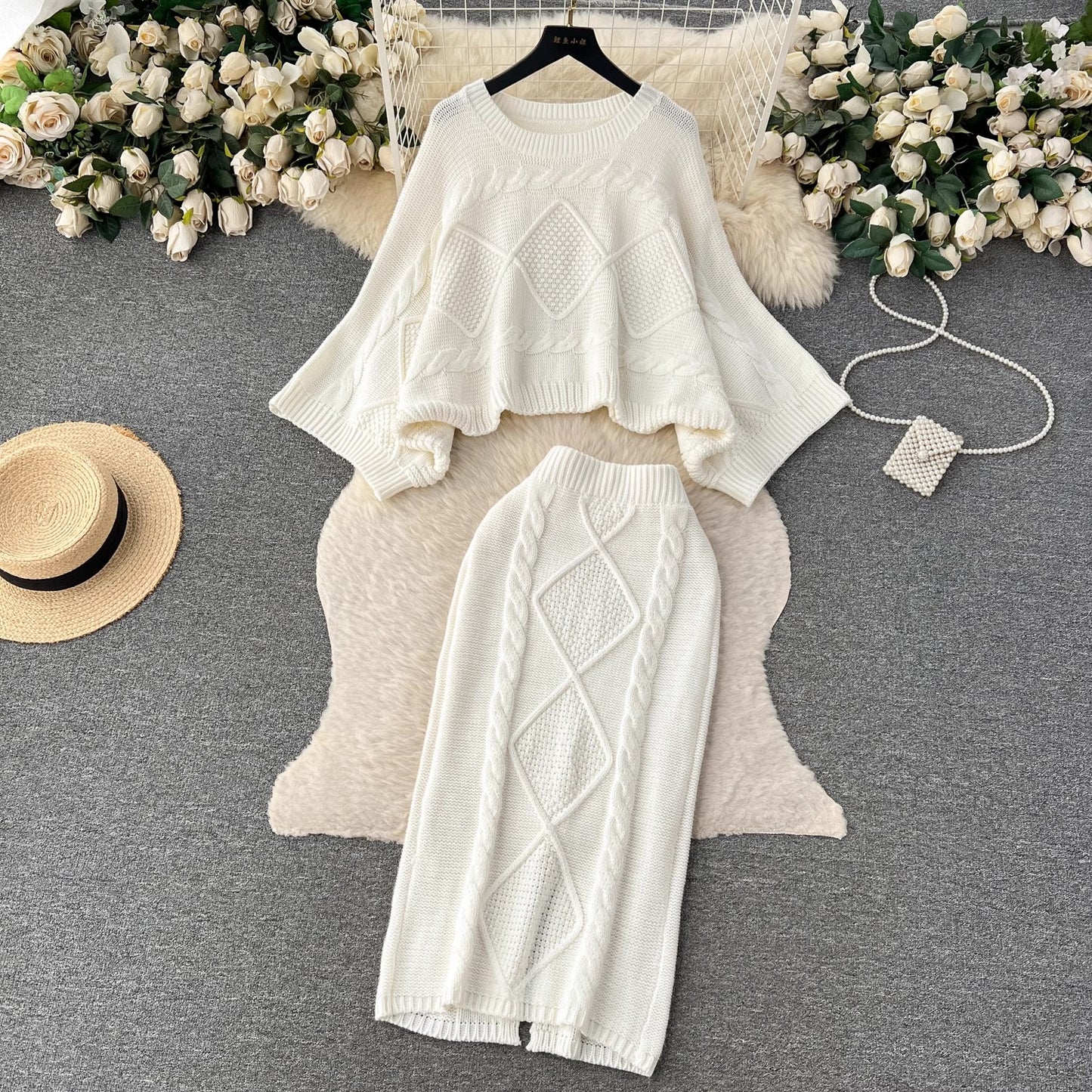 knitted sweater two-piece set for women new suit     S4604