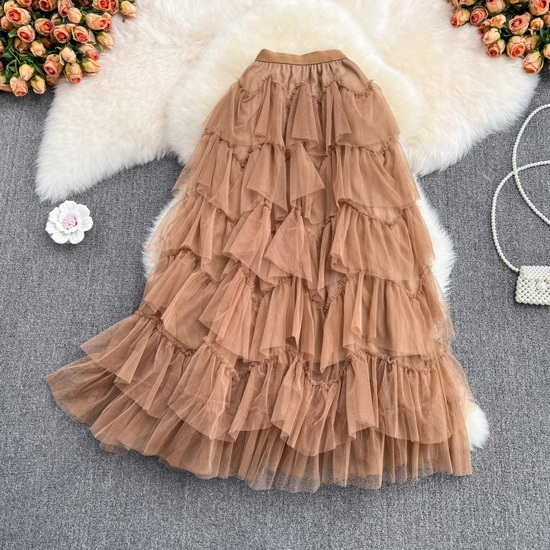 Fashionable skirt mid-length elastic waist half skirt irregular skirt     S4160