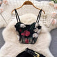 elegant women's mesh lace strap tube top + corduroy skirt two-piece set     S4545