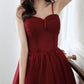 Simple Sweetheart Tulle Short Prom Dress, Burgundy Cocktail Dress     S2934