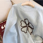 Sweet embroidered round neck sweater for women     S4878