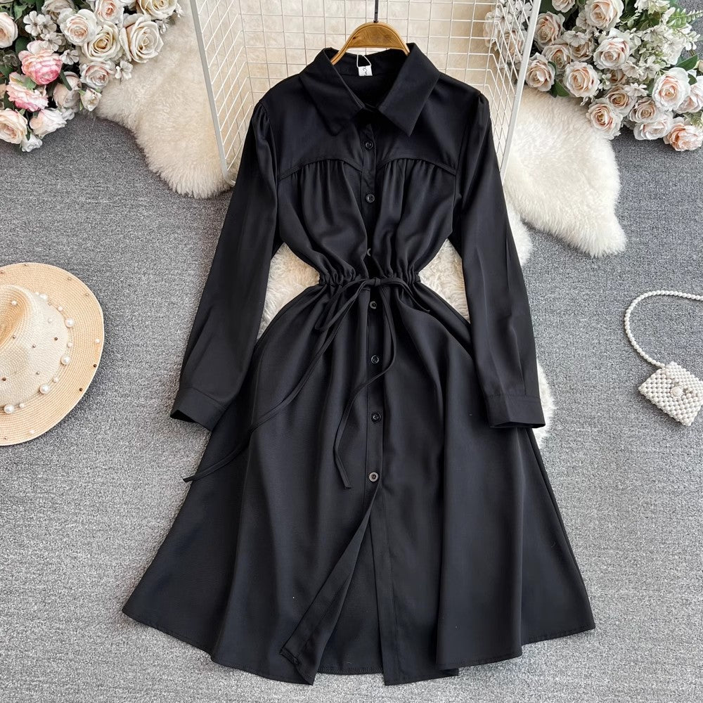 puff long-sleeved mid-length A-line dress      S4025