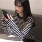 Striped long-sleeved t-shirt women's top       S3420
