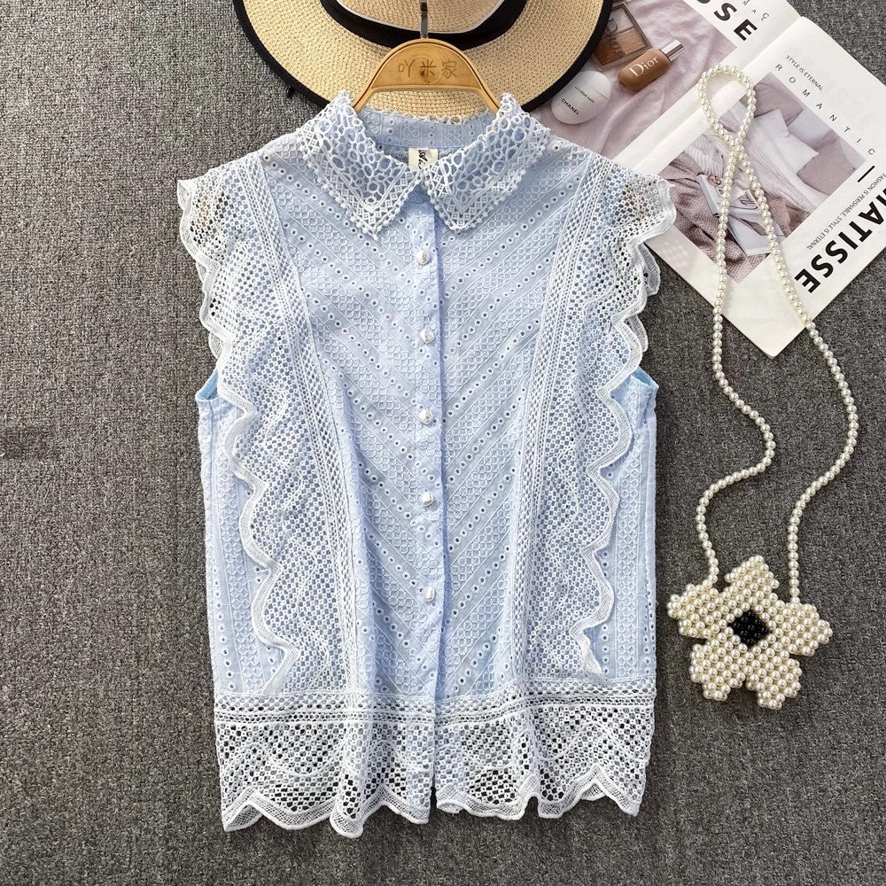 lace shirt women's new top     S4072