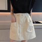 Women's Summer New Drawstring Elastic High Waist Big Pocket Skirt     S3414
