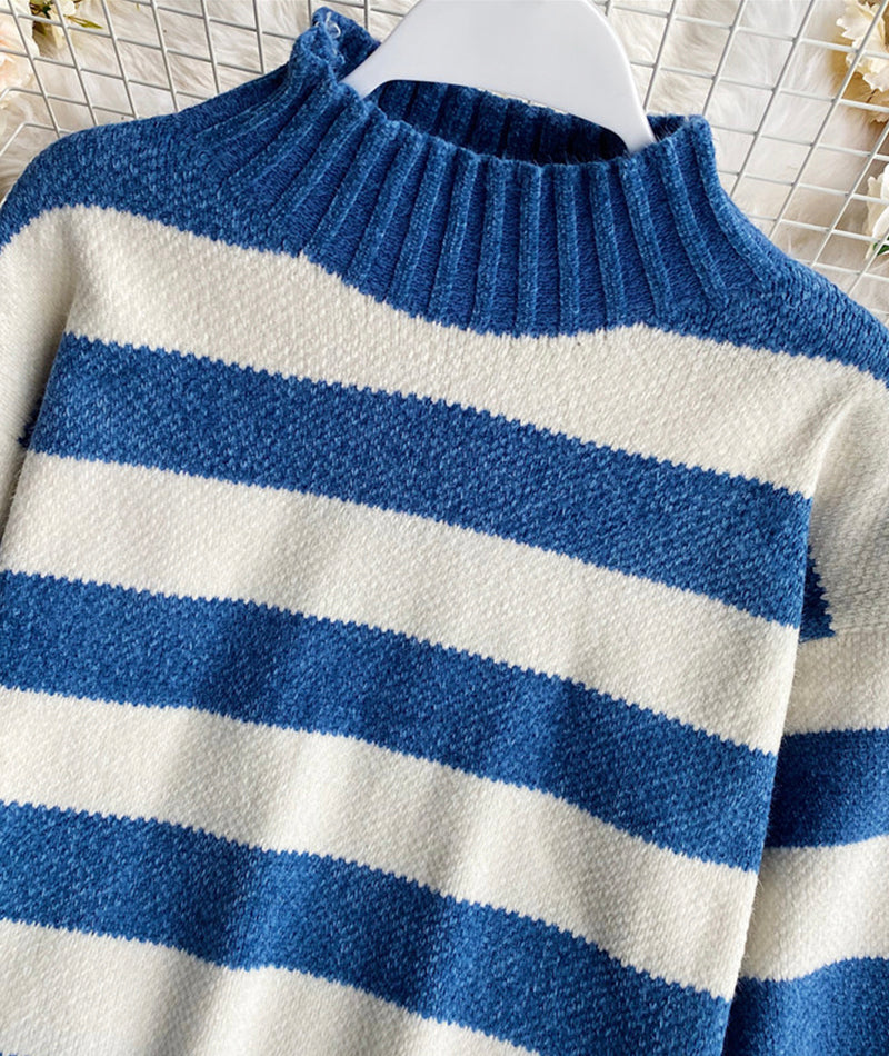 Simple Stripe Long Sleeve Sweater       S4381