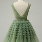 V-Neck Multi-Layers Tulle Short Homecoming Dress     S2688