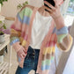 Rainbow, Stripe, Wavy Agaric Lace V-neck Sweater, Blazer Cardigan    S4364