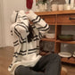 striped hooded knitted sweater    S4790