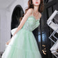 Green sweetheart neck tulle lace short prom dress, green homecoming dress        S3020