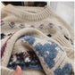 vintage style jacquard round neck sweater for women long-sleeved sweater trendy     S4802