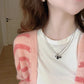 V-neck pink striped knitted cardigan jacket women's spring and autumn new sweater    S3385