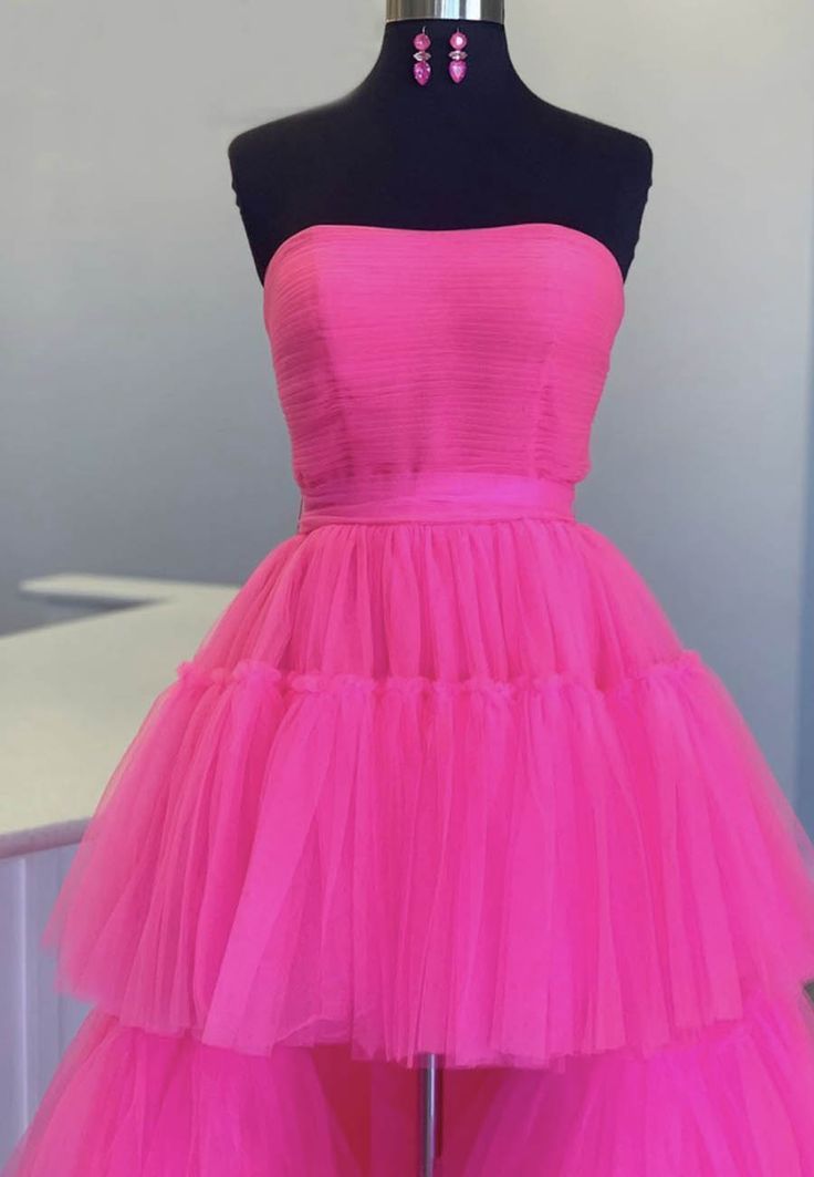 A line tulle high low prom dress evening dress     S3249