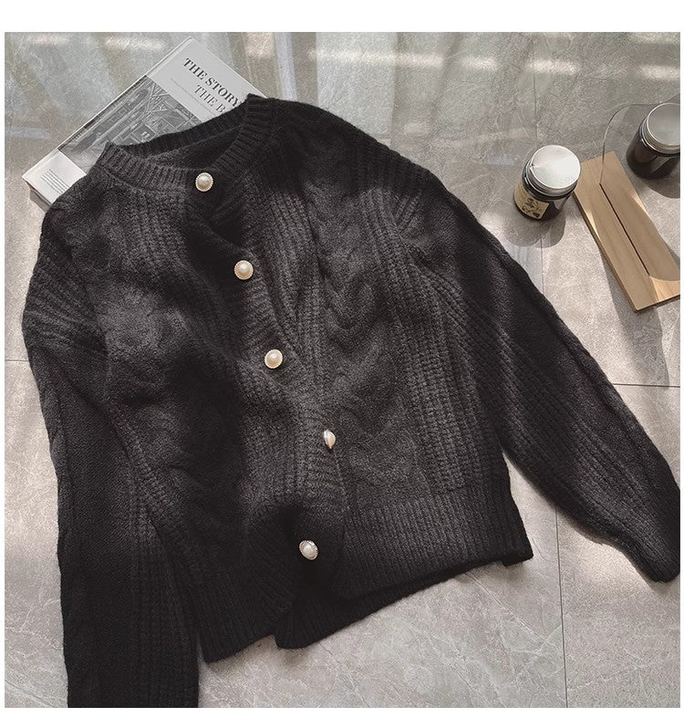 Sweater jacket women's chic soft long-sleeved knitted cardigan top      S4841