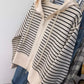 Striped long-sleeved knitted cardigan for women knitted sweater coat      S3399