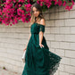 Green Lace Strapless Party Dress A Line Tea Length Prom Dress     S2699