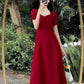 red dress for women new style puff sleeve slit long skirt    S3465