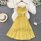 Simple V-neck Long Dresses, A-line Spaghetti Straps Party Dresses    S4412