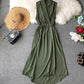 Sleeveless dress for women chiffon mid-length V-neck solid color simple     S4350