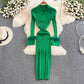 Fashionable mid-length knitted  dress     S4422