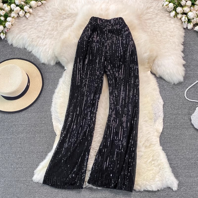 new elastic waist casual trousers sequined pants    S4174