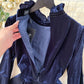 Velvet Dresses, Vintage Dresses,lace Patchwork Long-sleeve Dresses     S4475
