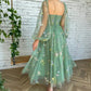 Floral dress,Fairy Prom Dresses Formal Party Puff Lantern Sleeve Tulle Homecoming Dress       S2896