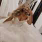 Tulle Appliques Ball Gown Beautiful Off The Shoulder Wedding Dress         S3696
