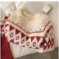 Christmas Jacquard Sweater Women's Round Neck Knitted Top     S4847