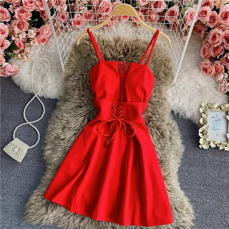 new style tube top dress women's sexy suspender skirt A-line skirt dress     S4341