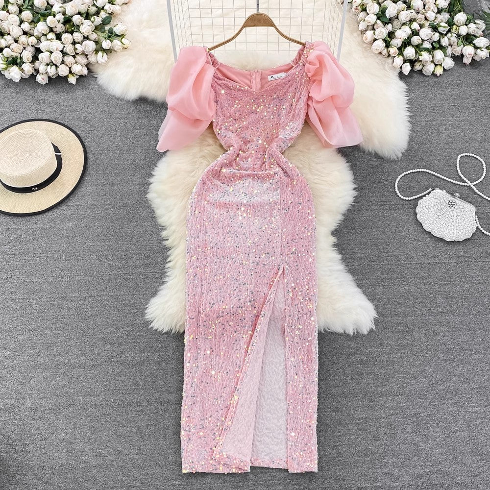 evening dress long dress sequined dress    S4250