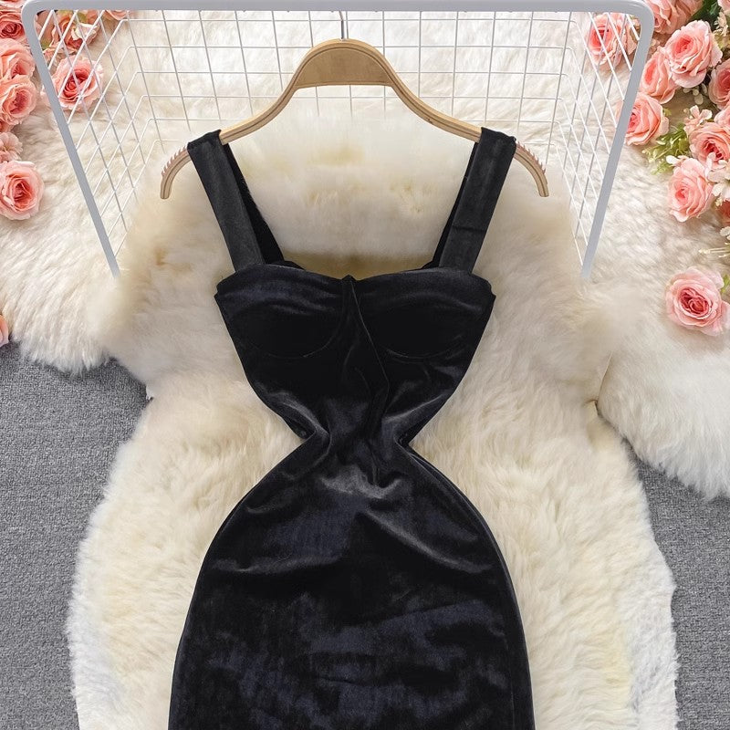 Evening dress fashionable sexy velvet dress for women      S4204