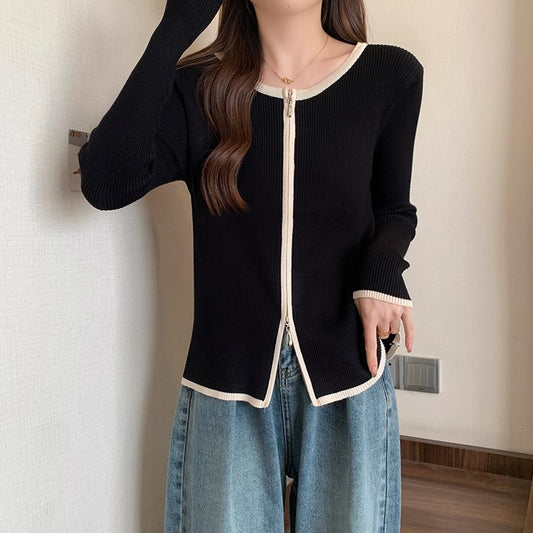 Plus size loose long-sleeved knitted cardigan women's new sweater coat     S3412