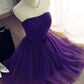 Dark Purple Cute Tulle Knee Length Formal Dress , Simple Prom Dresses      S3342