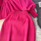 suit for women design ruffled lantern sleeve top + skirt two-piece set    S4579