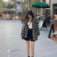 Plaid shirt women's shirt cardigan coat long-sleeved top      S3421