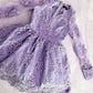 Lavender Long Sleeve Lace Homecoming Dress        S3157