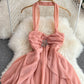 strapless Dress, Backless A Line Irregular Chiffon Dress    S4444