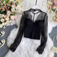 sexy see-through halter neck lace shirt for women      S3889